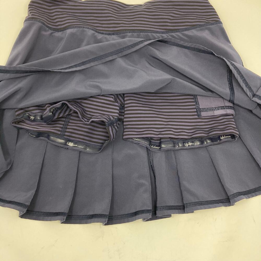 Lululemon Run Pace Setter Skirt Skort Ruffle Tennis Golf Sz 2 Stripe Cadet Blue - Picture 6 of 16